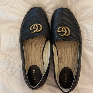 Gucci marmont black leather espradilles